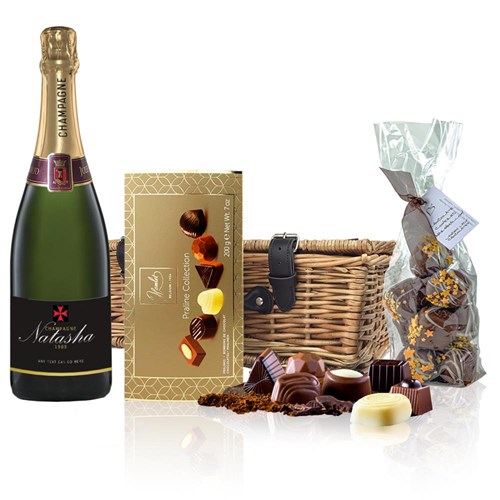 Personalised Champagne - Black Label And Chocolates Hamper